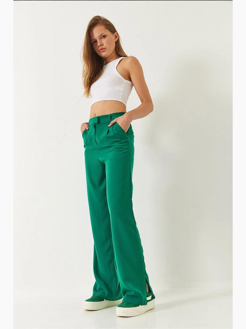 Pantaloni palazzo con tasche lucci Verde - Kiabi
