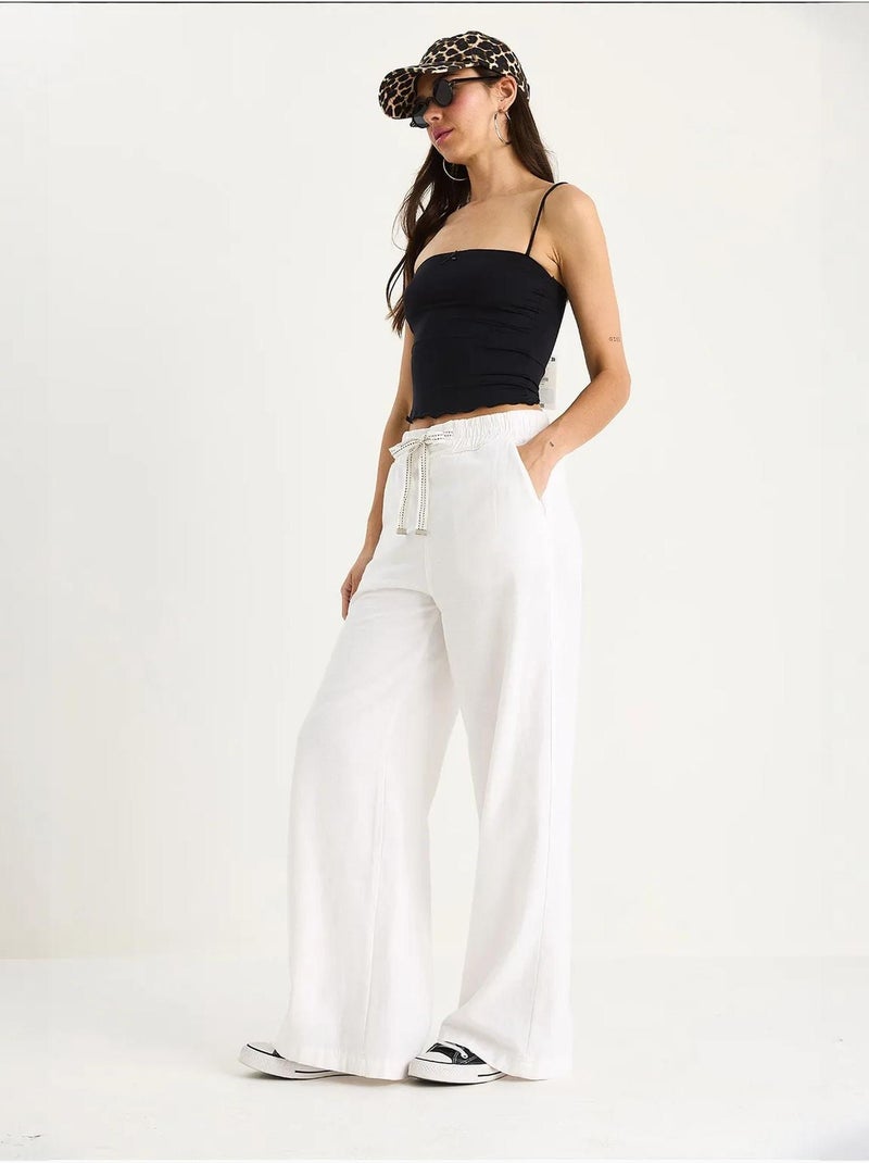 Pantaloni palazzo con vita elasticizzata lucci Bianco - Kiabi