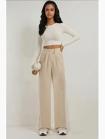 Pantaloni palazzo in crêpe con vita alta elasticizzata hiccup