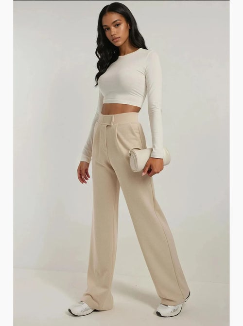 Pantaloni palazzo in crêpe con vita alta elasticizzata hiccup - Kiabi Pantaloni palazzo in crêpe con vita alta elasticizzata hiccup - Kiabi