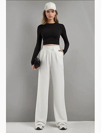 Pantaloni palazzo in crêpe con vita alta elasticizzata hiccup
