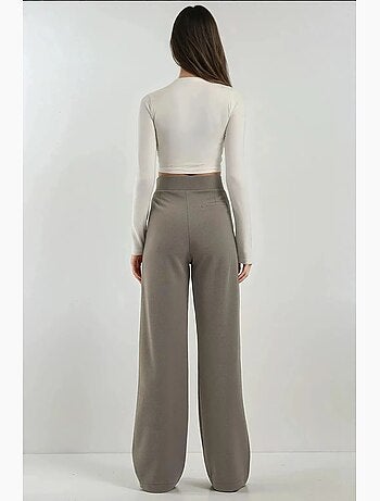 Pantaloni palazzo in crêpe con vita alta elasticizzata hiccup