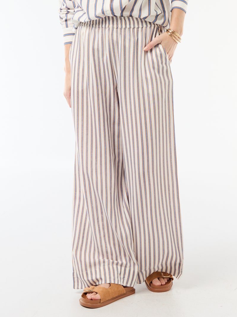 Pantaloni palazzo in lino misto Beige - Kiabi
