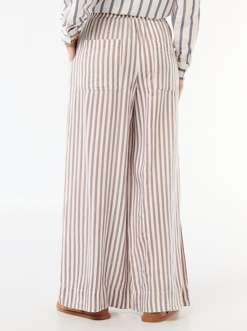Pantaloni palazzo in lino misto Beige - Kiabi