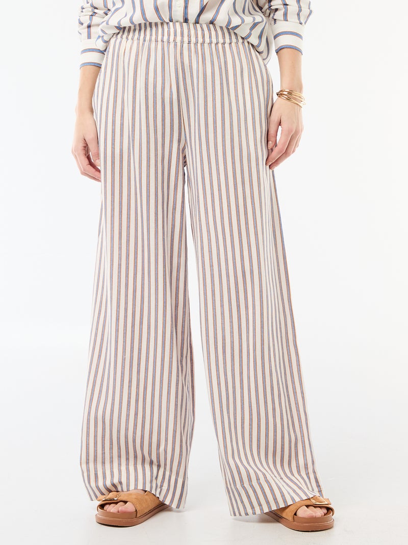 Pantaloni palazzo in lino misto Beige - Kiabi