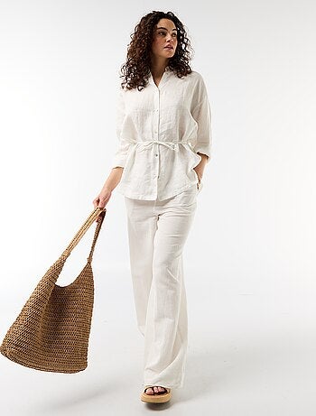 Pantaloni palazzo in lino misto