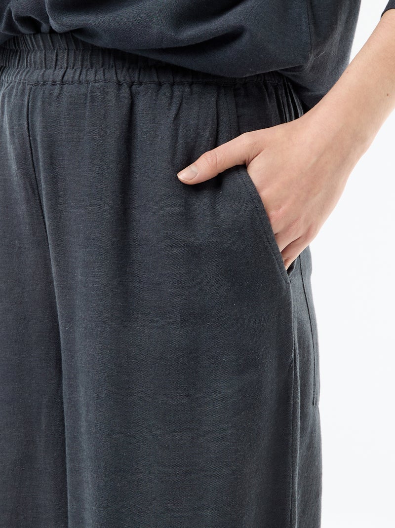 Pantaloni palazzo in lino misto Blu - Kiabi