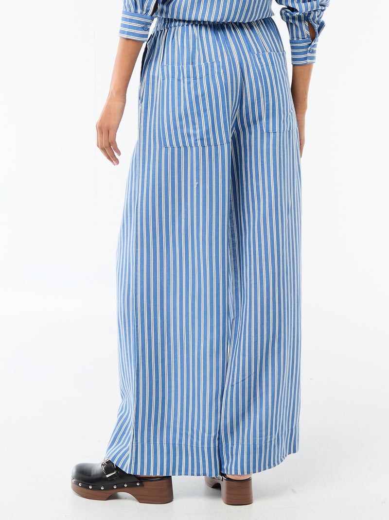 Pantaloni palazzo in lino misto Blu - Kiabi