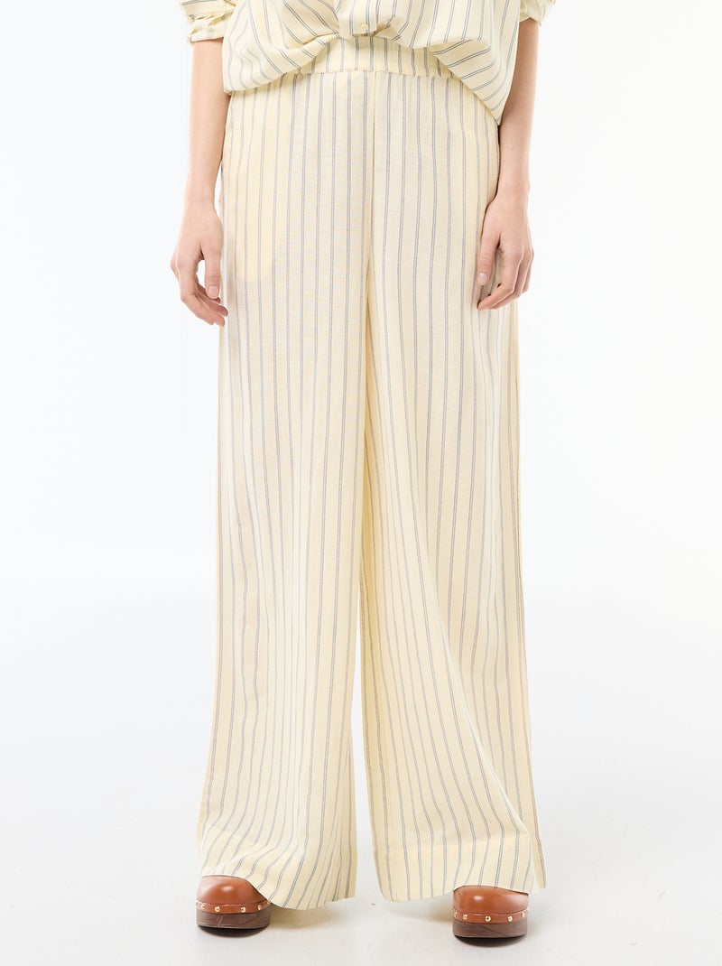 Pantaloni palazzo in lino misto Giallo - Kiabi