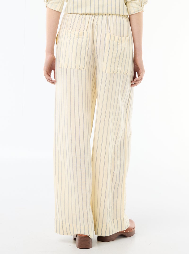 Pantaloni palazzo in lino misto Giallo - Kiabi