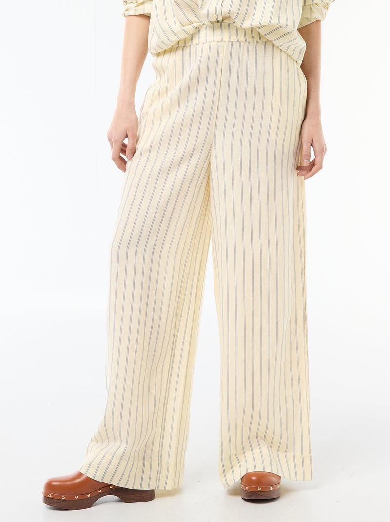 Pantaloni palazzo in lino misto Giallo - Kiabi