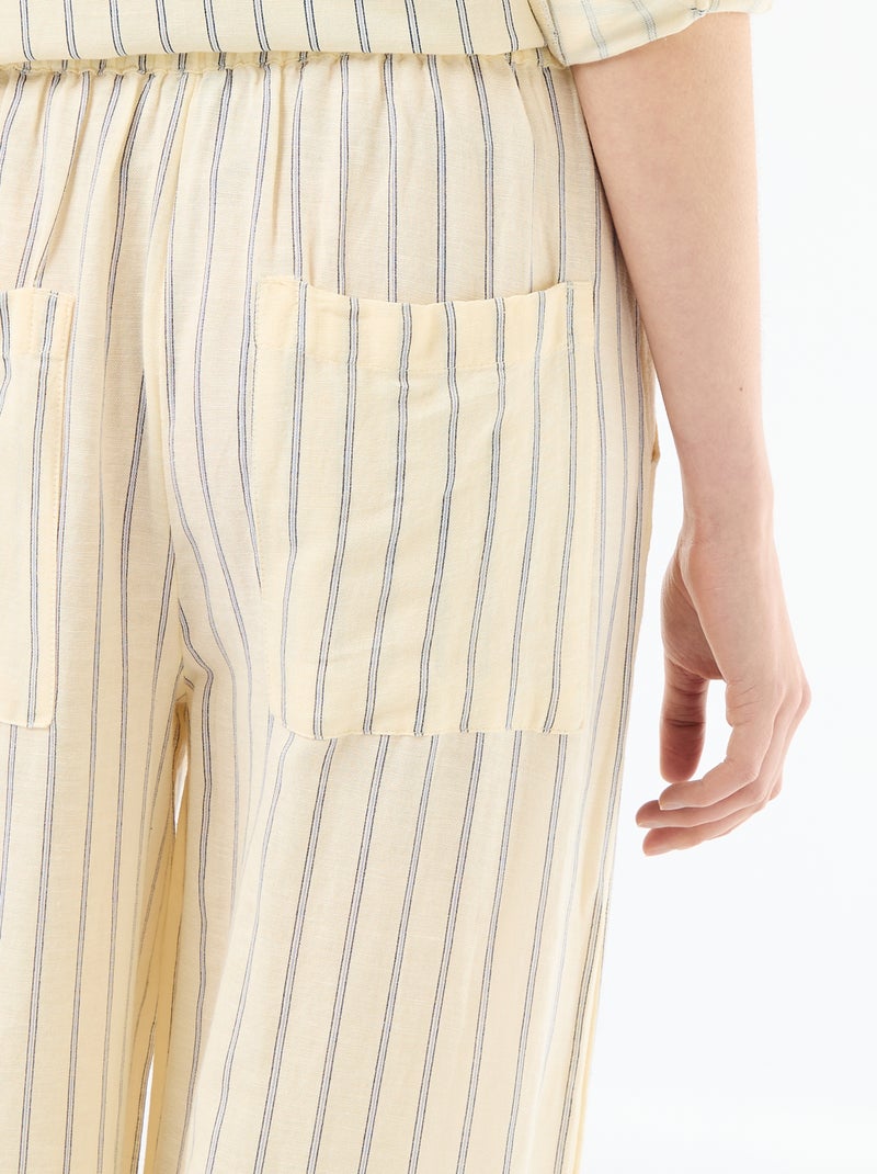 Pantaloni palazzo in lino misto Giallo - Kiabi