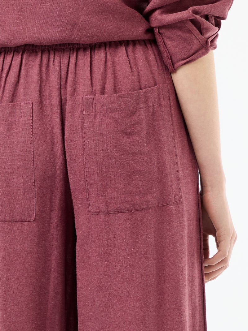 Pantaloni palazzo in lino misto Rosa - Kiabi