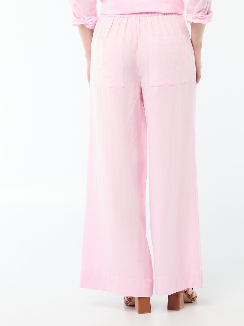 Pantaloni palazzo in lino misto Rosa - Kiabi