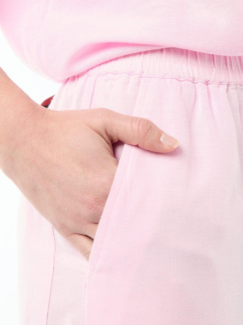Pantaloni palazzo in lino misto Rosa - Kiabi