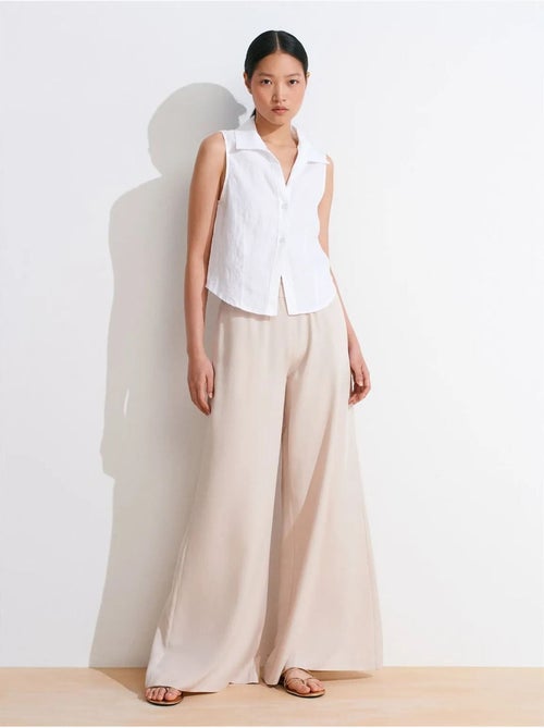 Pantaloni palazzo in tencel a vita alta e gamba ampia dilvin - Kiabi Pantaloni palazzo in tencel a vita alta e gamba ampia dilvin - Kiabi