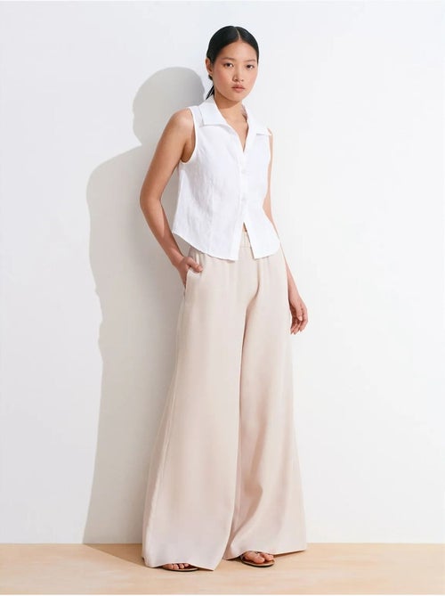 Pantaloni palazzo in tencel a vita alta e gamba ampia dilvin - Kiabi Pantaloni palazzo in tencel a vita alta e gamba ampia dilvin - Kiabi