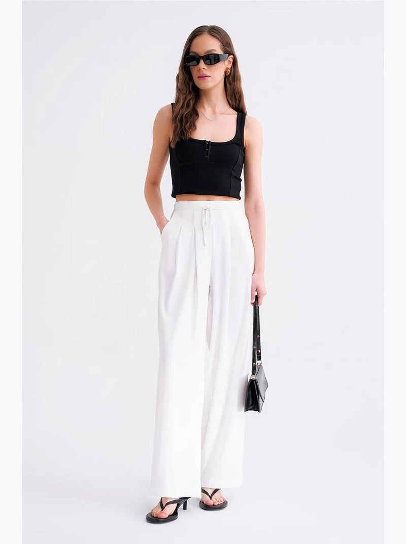 Pantaloni palazzo plissettati a vita alta mixray Bianco sporco - Kiabi