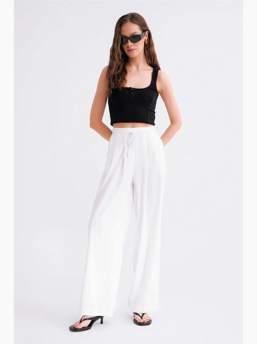 Pantaloni palazzo plissettati a vita alta mixray - Kiabi Pantaloni palazzo plissettati a vita alta mixray - Kiabi