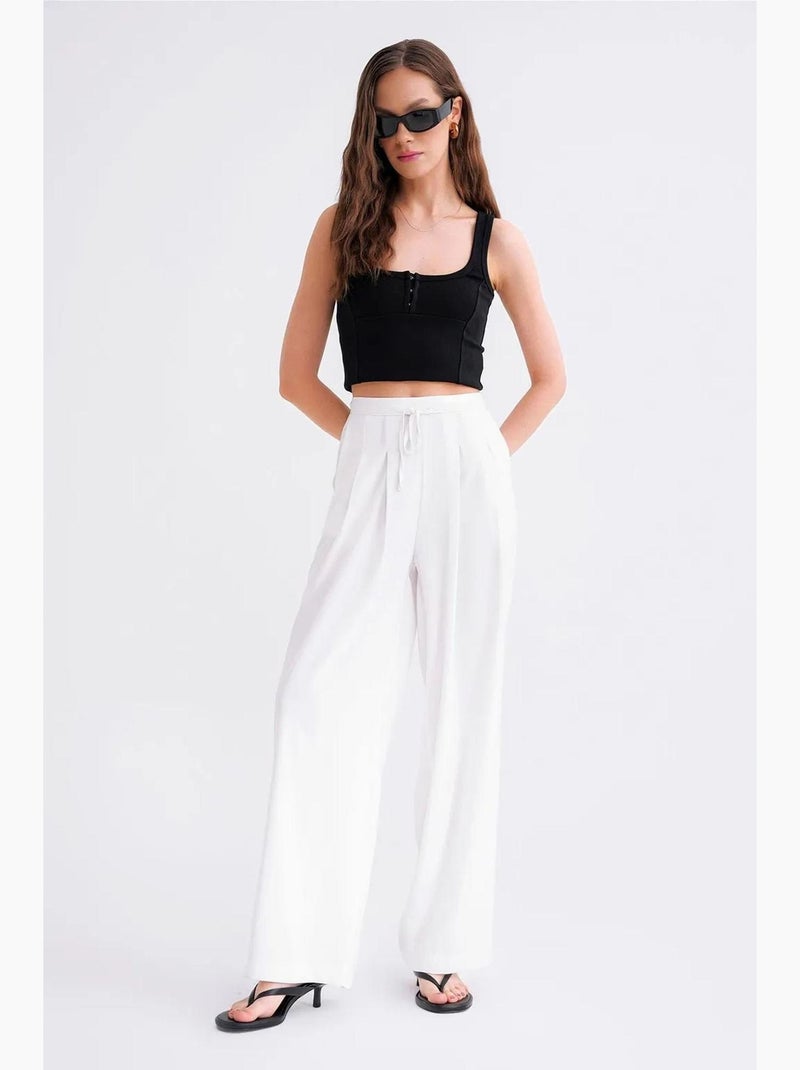Pantaloni palazzo plissettati a vita alta mixray Bianco sporco - Kiabi
