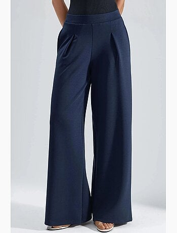Pantaloni palazzo plissettati con vita elasticizzata busem