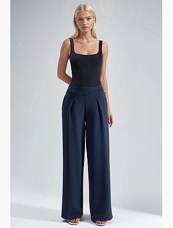 Pantaloni palazzo plissettati con vita elasticizzata busem