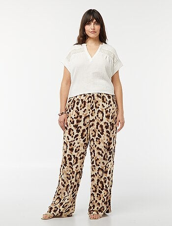 Pantaloni pantaloni larghi con vita elasticizzata - stampato in vita elasticizzate