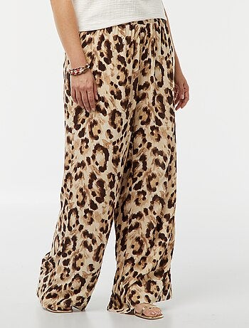 Pantaloni pantaloni larghi con vita elasticizzata - stampato in vita elasticizzate