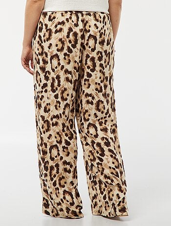 Pantaloni pantaloni larghi con vita elasticizzata - stampato in vita elasticizzate