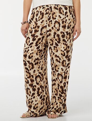 Pantaloni pantaloni larghi con vita elasticizzata - stampato in vita elasticizzate