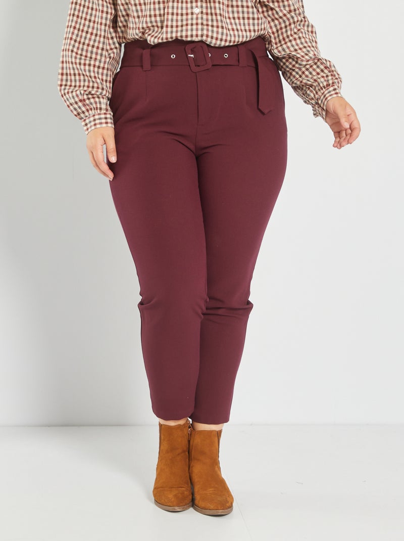 Pantaloni paper bag con cintura rosso - Kiabi