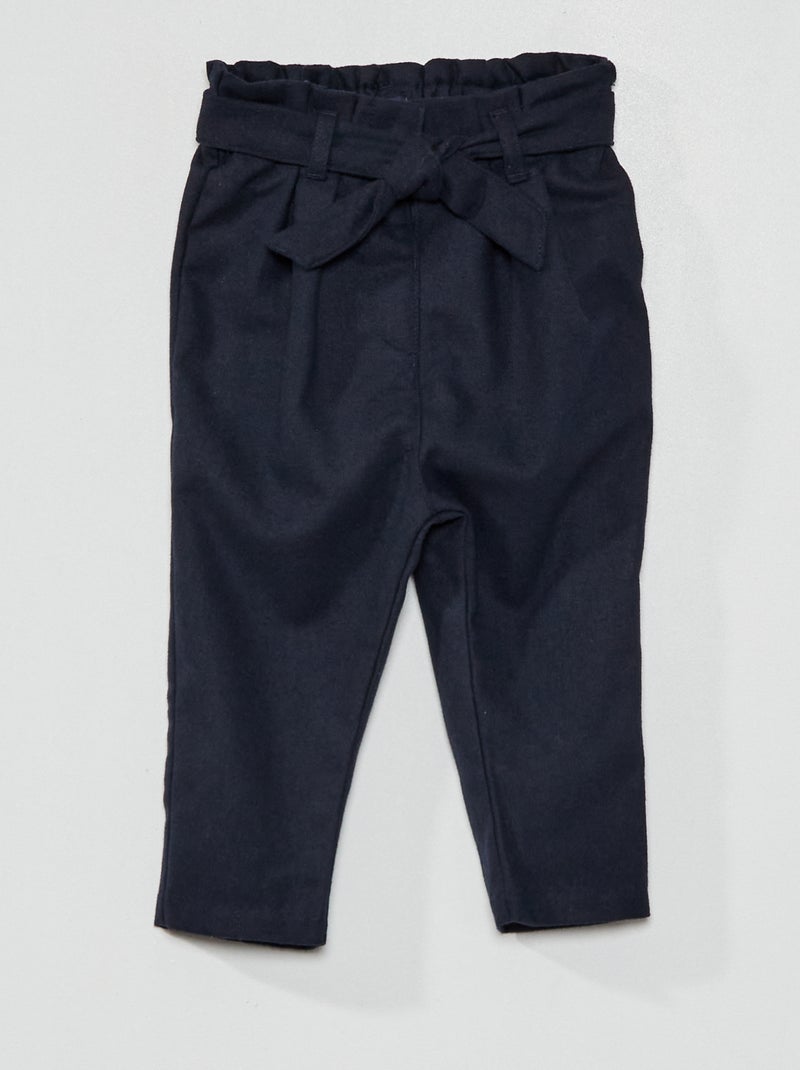 Pantaloni paperbag in flanella BLU - Kiabi