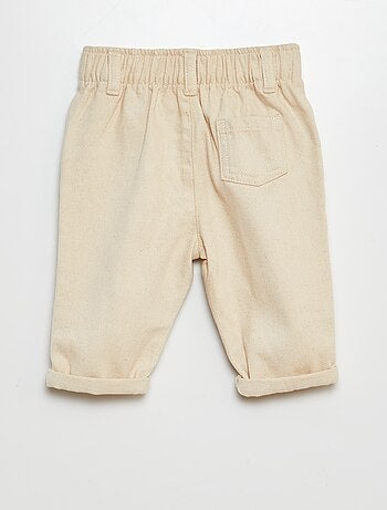 Pantaloni paperbag in twill