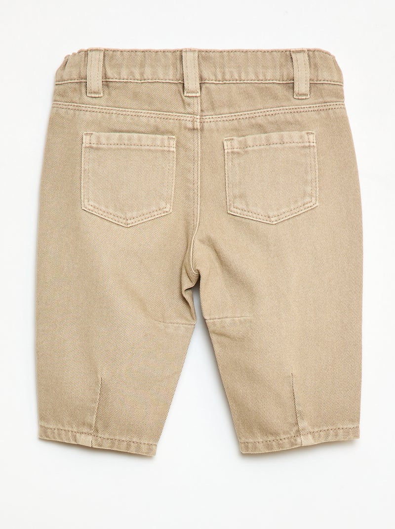 Pantaloni paperbag in twill di cotone Beige - Kiabi