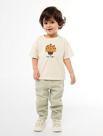 Pantaloni paperbag in twill di cotone