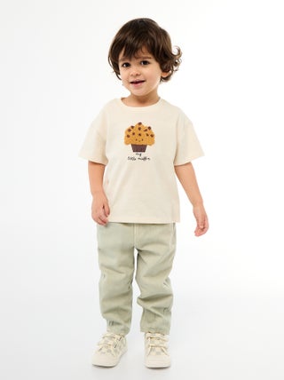 Pantaloni paperbag in twill di cotone