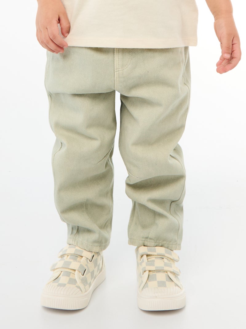 Pantaloni paperbag in twill di cotone Grigio - Kiabi