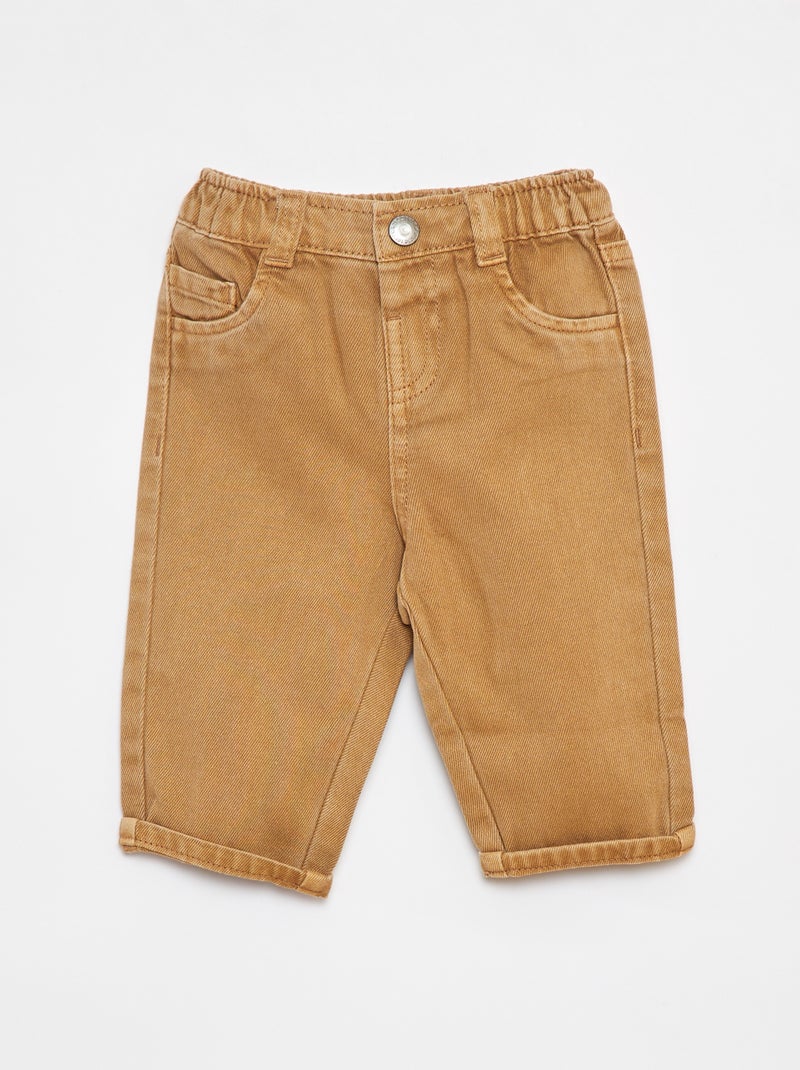 Pantaloni paperbag in twill misura 7/8 Beige - Kiabi