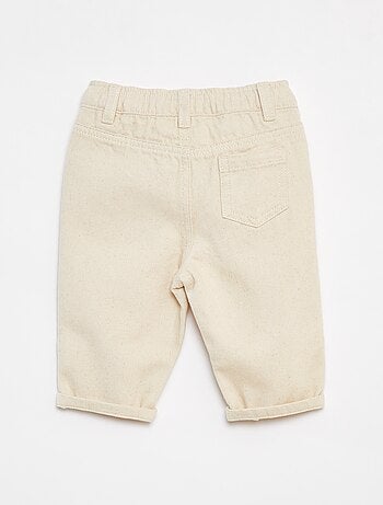 Pantaloni paperbag in twill misura 7/8