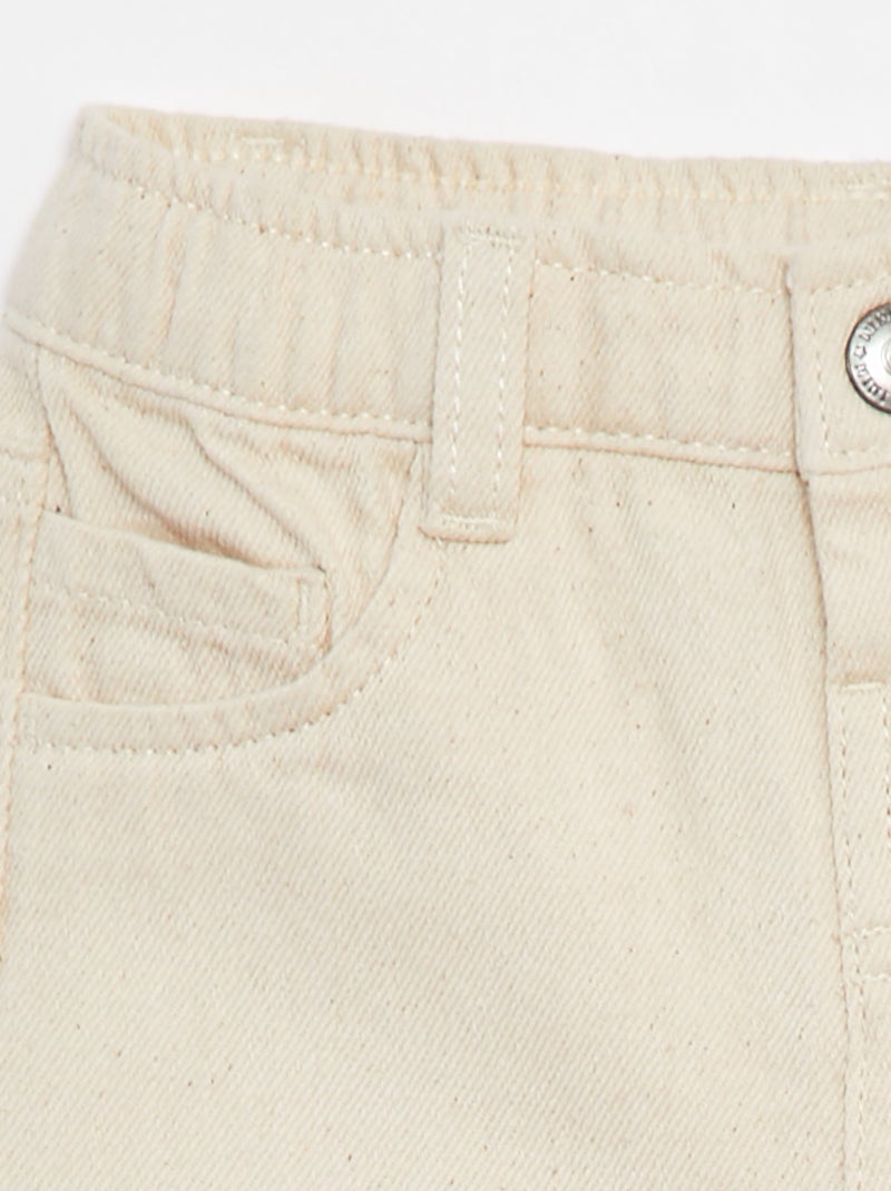 Pantaloni paperbag in twill misura 7/8 Bianco - Kiabi