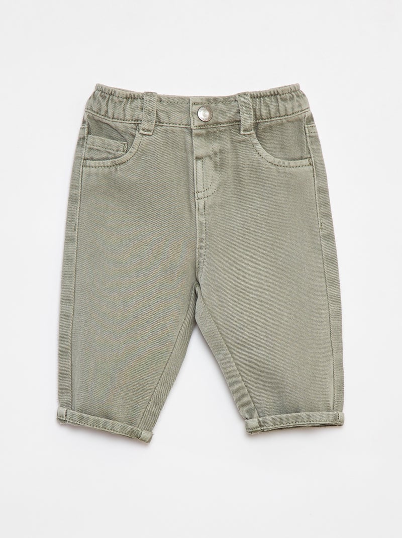 Pantaloni paperbag in twill misura 7/8 Verde - Kiabi