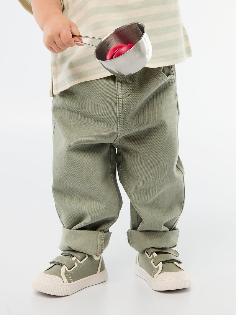Pantaloni paperbag in twill misura 7/8 Verde - Kiabi