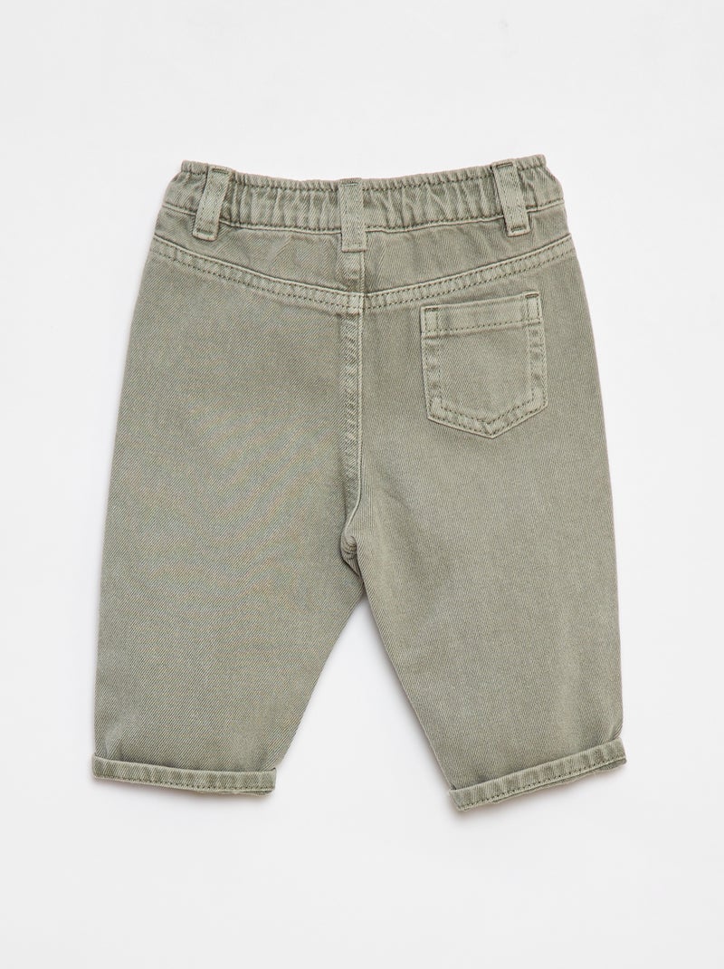 Pantaloni paperbag in twill misura 7/8 Verde - Kiabi