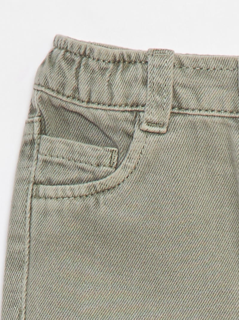 Pantaloni paperbag in twill misura 7/8 Verde - Kiabi