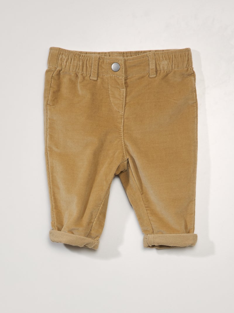 Pantaloni paperbag in velluto a coste BEIGE - Kiabi