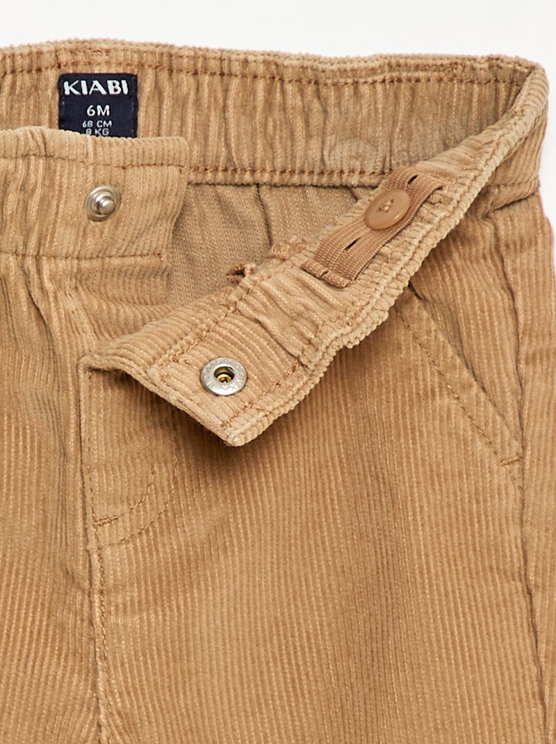 Pantaloni paperbag in velluto a coste Beige - Kiabi