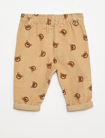 Pantaloni paperbag in velluto a coste