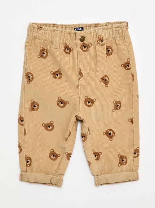 Pantaloni paperbag in velluto a coste - Kiabi