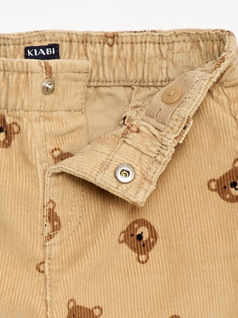 Pantaloni paperbag in velluto a coste Beige - Kiabi