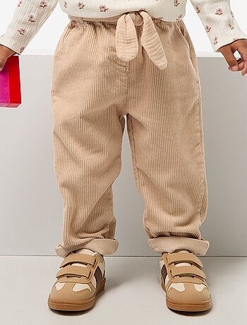 Pantaloni paperbag in velluto a coste